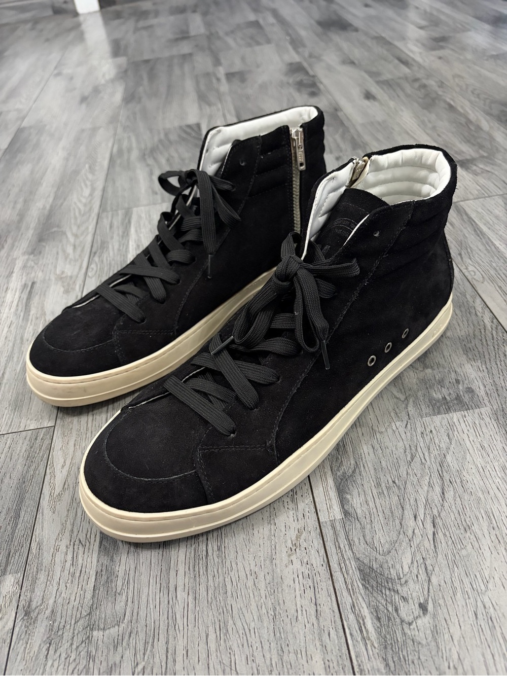 P448 Skate Black Suede High-Top Sneakers with Cream Sole NWOB